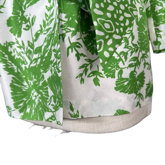 Tibi New York Green & White Silk Floral Print Wrap Style Blouse - Picture 10 of 14